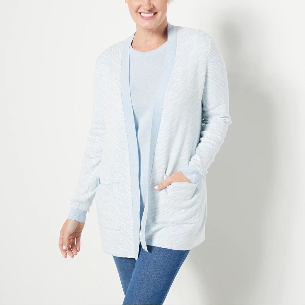 Belle Kim Gravel Animal Jacquard Cardigan